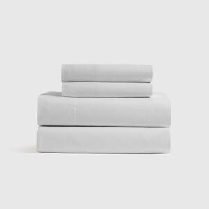 QUINCE Classic Organic Percale Sheet Set Queen Light Grey 6152